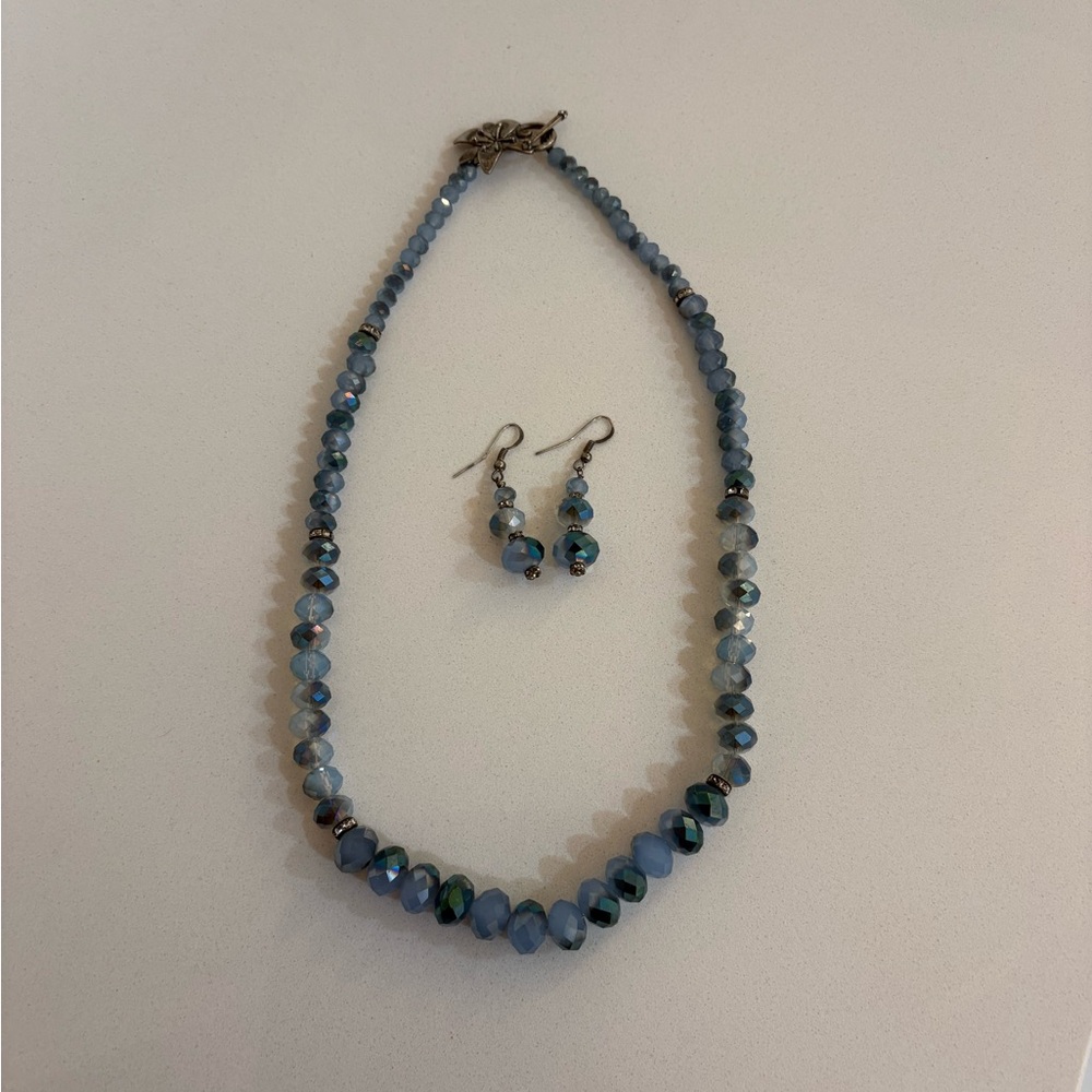 Elegant crystal Beaded Necklace and earrings
